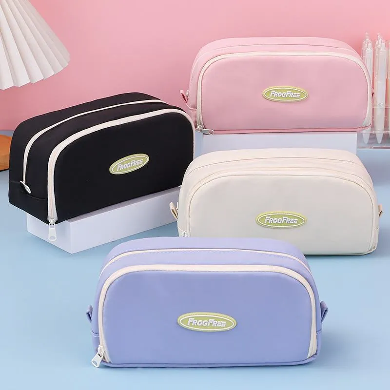 Creative Double Layer Canvas Pencil bag for Students